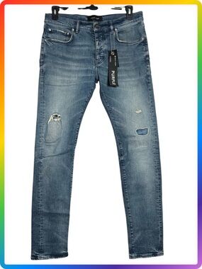 PURPLE Brand Limited Edition Slim Distressed Jeans 34x32 Italy Denim ITALY NWT